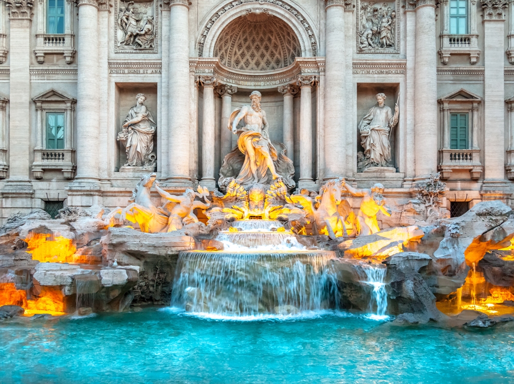 The Trevi Fountain of Rome, Italy